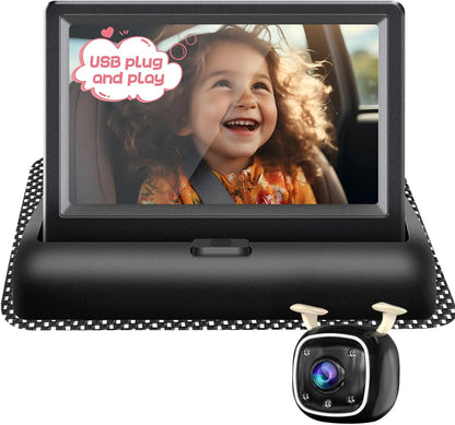 B1 Baby Car Camera with 4.3'' Monitor, USB Powered Rear Facing Seat Camera, HD 1080P Night Vision, 150° Wide Angle, Easy Installation, Safe & Portable Baby Monitor