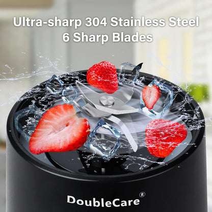 Portable Blender Cup,Electric USB Mini Juicer Blender For Shakes and Smoothies, Juice,380ml, Six Blades Great for Mixing,Black