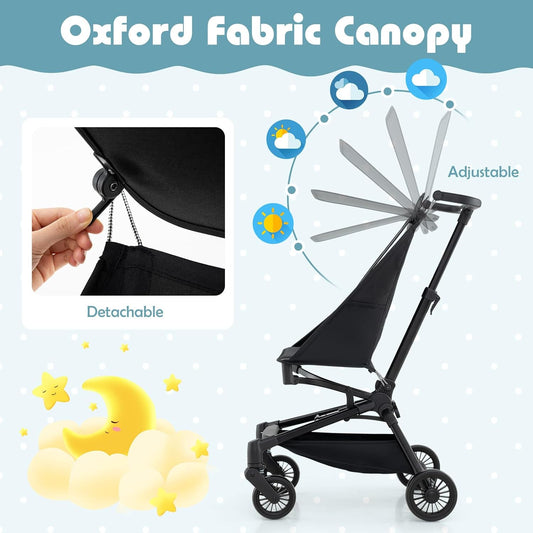 HONEY JOY Lightweight Baby Stroller, Travel for Airplane, Compact Easy One-Hand Fold with Canopy, All-Terrain Wheels, Storage Basket for Infant & Toddler