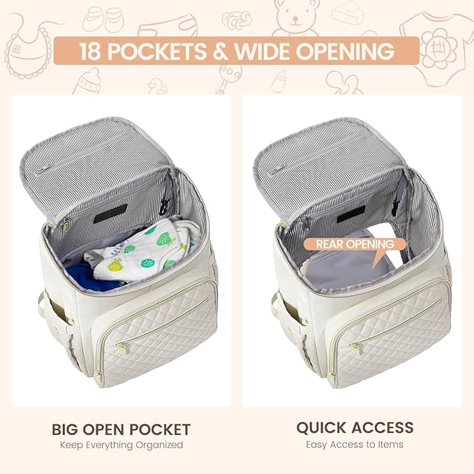 LOVEVOOK Diaper Bag Backpack Large Capacity Baby Bag with Portable Changing Pad, Multifunction Baby Travel Backpack