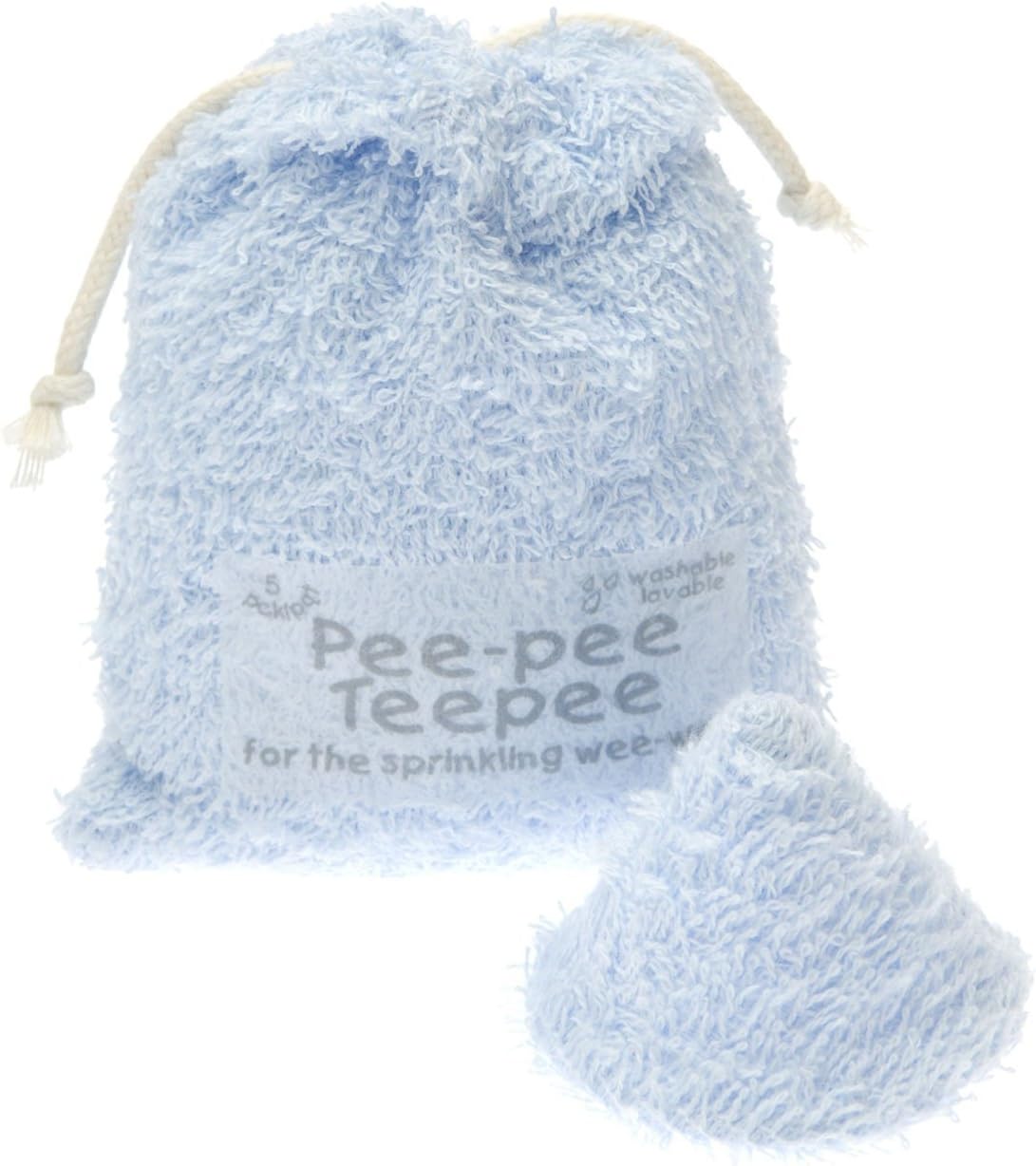 Beba Bean - Pee Pee Teepee for Baby Boy - Reusable & Washable Pee Shield for Diaper Changing - Baby Shower Gifts for Boys - Li’l Monkey Cotton Cloth - Laundry Bag - Set of 5 Covers