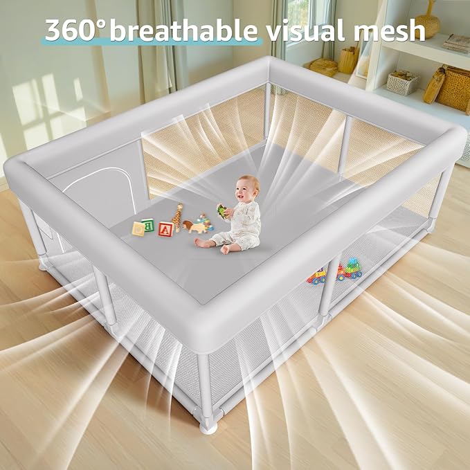 Hiaksedt Large Baby Playpen 65x50 Inch, PlayPen for Babies and Toddlers, Sturdy Safety Play Yard for Indoor & Outdoor with Zipper Gate