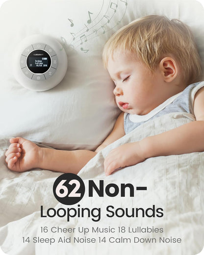 Glocusent Portable Sound Machine for Baby Kids Adults - 62 Sounds & 5W Speaker White Noise Machine for Sleeping, 30-hr Lasting Rechargeable Sound Machine with 4 Timer, Suitable for Home Travel