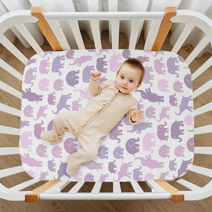 Fitted Crib Sheets Cactus and Floral Stretchy Portable Playard Sheets for Baby Toddler, Breathable Soft Mini Crib Mattress 52 x 28 in for Boys and Girls