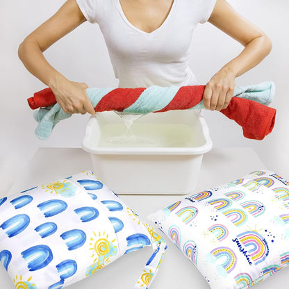 Wet Dry Bags 2-Pack with Cute Dolphin Print - Waterproof Travel Organizer for Swimming Pool Beach Gym Baby Cloth Diapers Swimwear with Dual Zippers