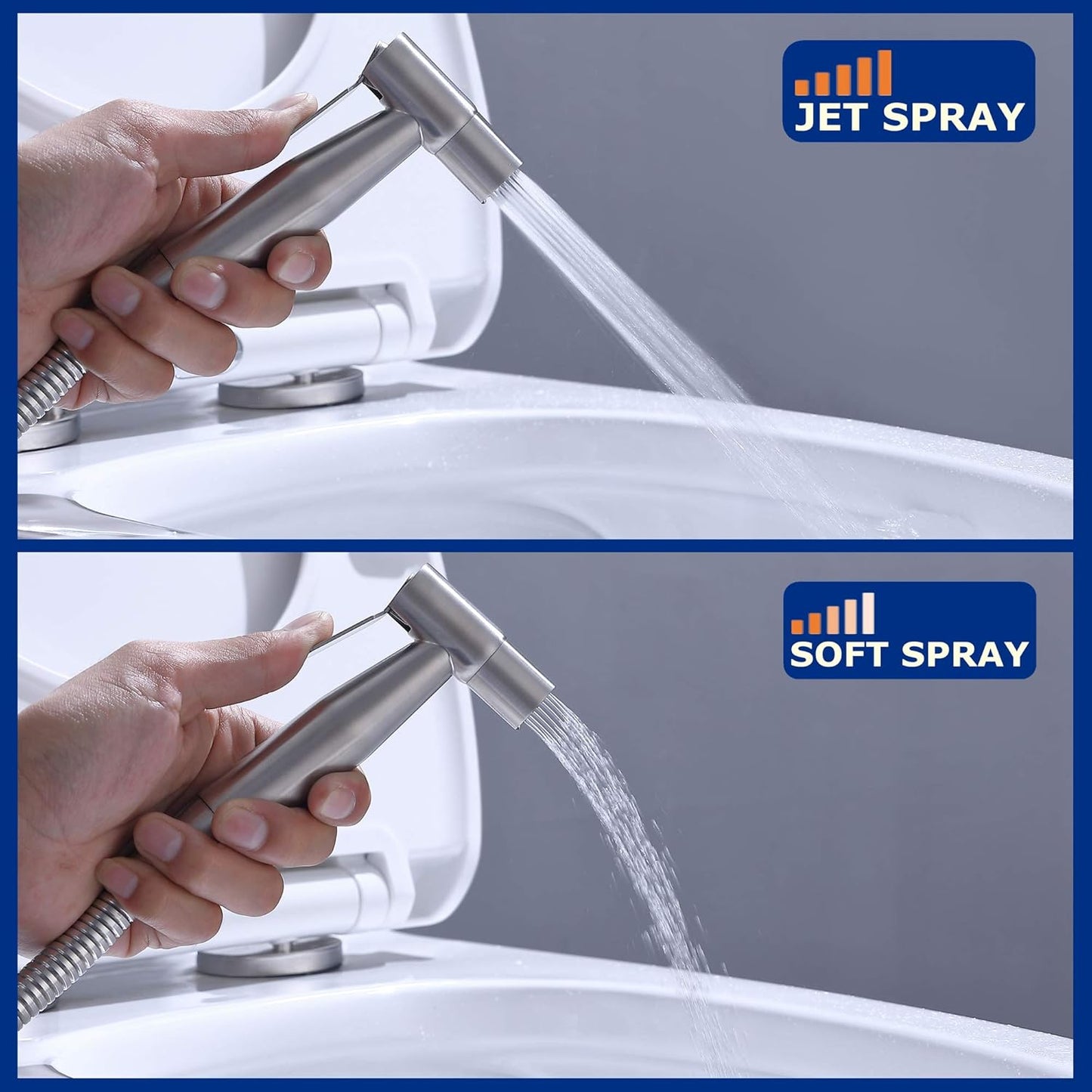 HILFA Handheld Bidet Sprayer for Toilet,Multi-function for Baby Cloth Diaper Sprayer, Shattaf Sprayer, Pets Shower -Quality 304 Stainless Steel Material,Brushed,80ZY14-BN