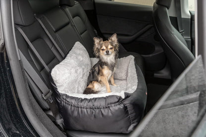 Trixie Convertible Lite Dog Car Seat 19.7 x 14.6 x 15.7 in – Cozy Booster with Safety Tether, Seat-Belt Straps & Side Pockets – Raised Travel Bed with Washable Cushion