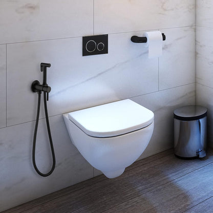 SHAMANDA Handheld Bidet Sprayer for Toilet, Stainless Steel Baby Cloth Diaper Sprayer Kit, Bathroom Toilet Bidet Attachment Set for Bathing Pets Feminine Hygiene, Matte Black BDS01-7