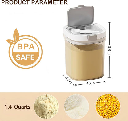 Formula Container to go-1300ml Travel Dispenser BPA Free Airtight Container with Spoon & Layered Storage,Sealed Lid,Stackable,Easy-Clean,Ideal for Coffee,Flour,Sugar,Cereal,Milk Powder(44oz)