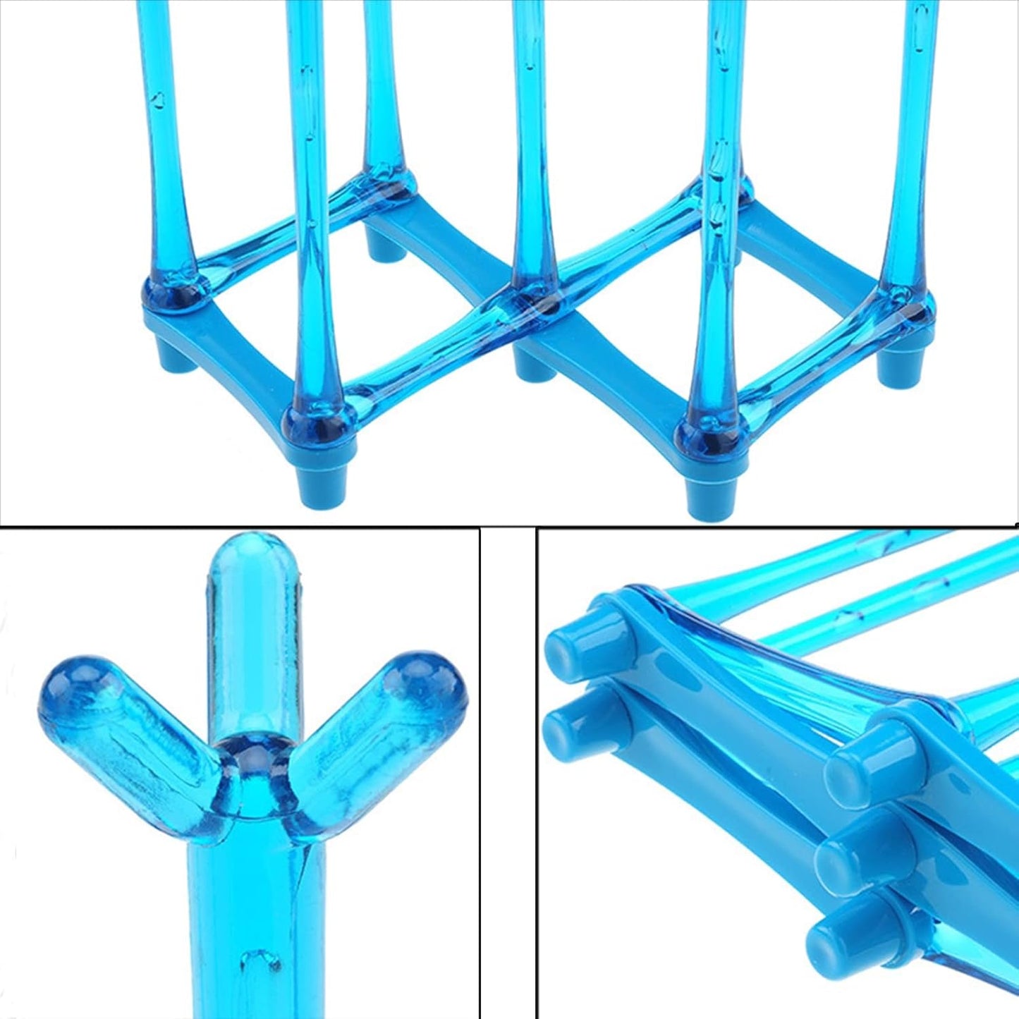 PCTC Retractable Cup Drying Rack, Drinking Glass and Sports Bottle Drainer Stand, Plastic Bag Dryer and Mug Tree with Non-Slip Bottom for Kitchen Countertop (Random Colour)