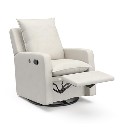 Storkcraft Timeless Recliner Glider with USB Charging Port (Ivory Boucle) - Ultimate Nursery Rocking Chair, Baby Glider Chair for Nursery, 360° Swivel Recliner, Plush Upholstery