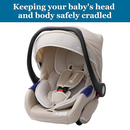 Innokids Head and Body Support Pillow Infant Car Seat Insert for Newborn to Toddler Stroller Cushion (Beige)