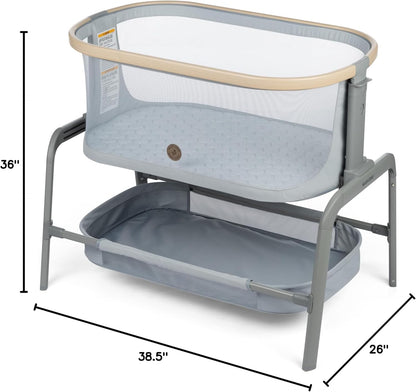 Maxi-Cosi Iora Baby Bassinets Bedside Sleeper, Portable Bassinet, Infant Bedside Sleeper Crib, Height Adjustable, Breathable Mesh, Large Storage Basket, Truffle