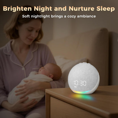 Sound Machine Alarm Clock for Bedroom: 25 Natural Sleep Sounds - White Noise Machine for Adults Kids Baby - Gentle Wake Up Alarm with Bluetooth Speaker - Putty