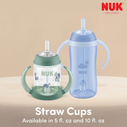 NUK Learner Straw Cup, 10oz, 2-Pack - Toddler Sippy Cup with Soft Straw for Easy Drinking, Suitable for Ages 8 Months and Up, Timeless Collection