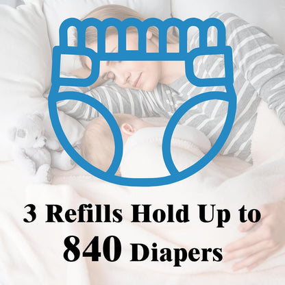 Diaper Pail Refill Bag, Suitable for Genie and Munchkin Diaper Buckets, with Odor Absorption Function, Each Roll Contains 840 Count