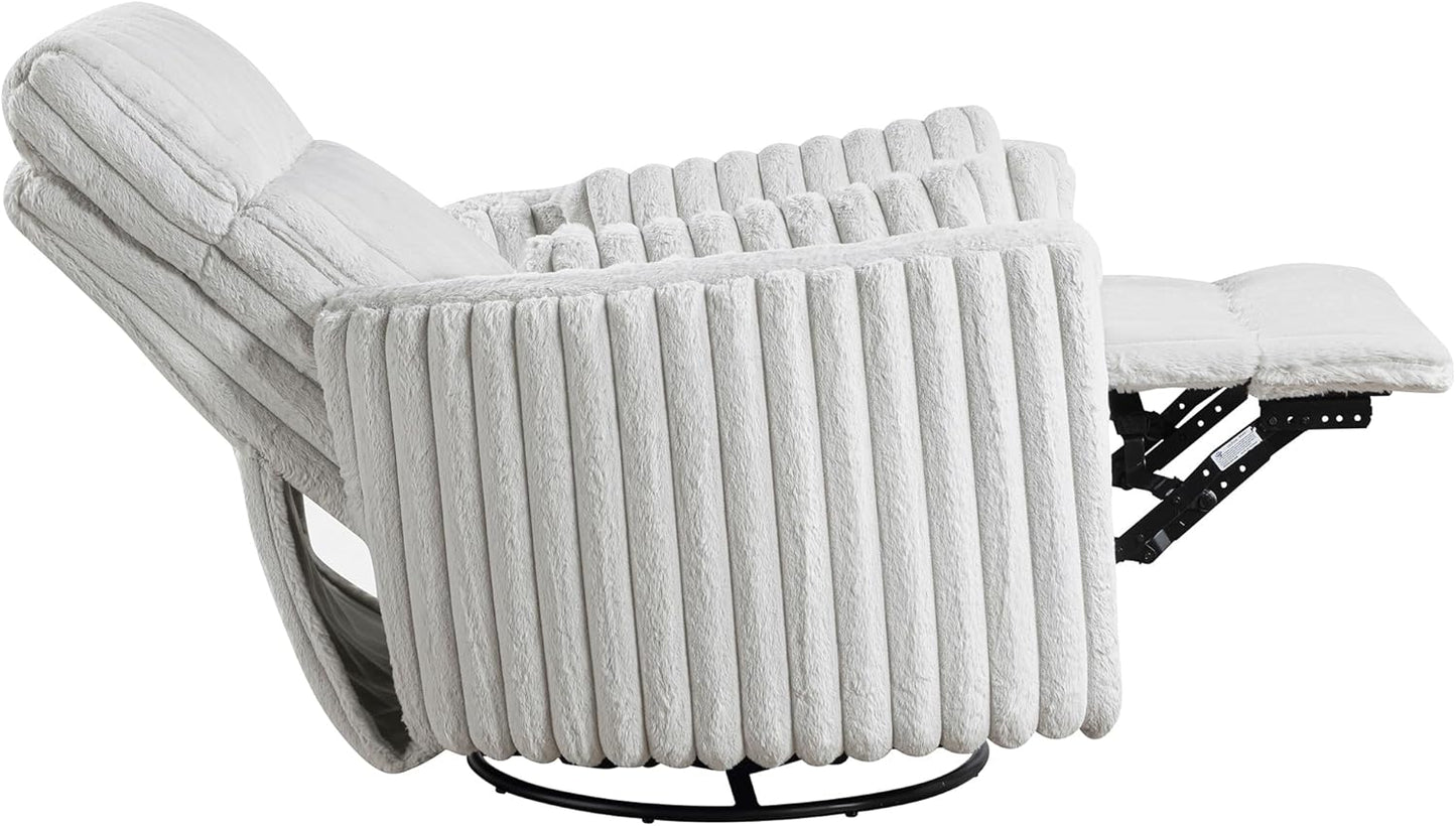 Lexicon Modern Swivel Glider Recliner Chair, Nursery Glider, Corduroy Fabric Upholstery Recliner with High Back, Manual Recliner Sofa Chair for Living Room/Office/Apartment, Gray