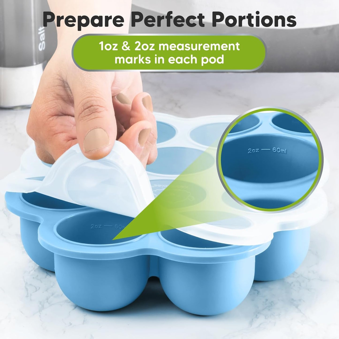 KeaBabies Silicone Food Freezer Trays with Lid, 2oz x 10 Pods Baby Food Storage Containers, Easy Puree Meal Prep, Breast Milk Silicone Freezer Molds, Dishwasher, Microwave Safe, BPA-Free (Chai Latte)