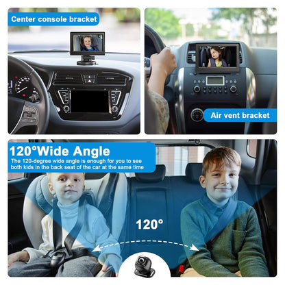 Baby Car Camera Monitor for Backseat - Baby Car Mirror - Safety Rear Facing Infant Back Seat Camera with 4.3" Display, HD 1080P, Night Vision, Easy Installation - Black