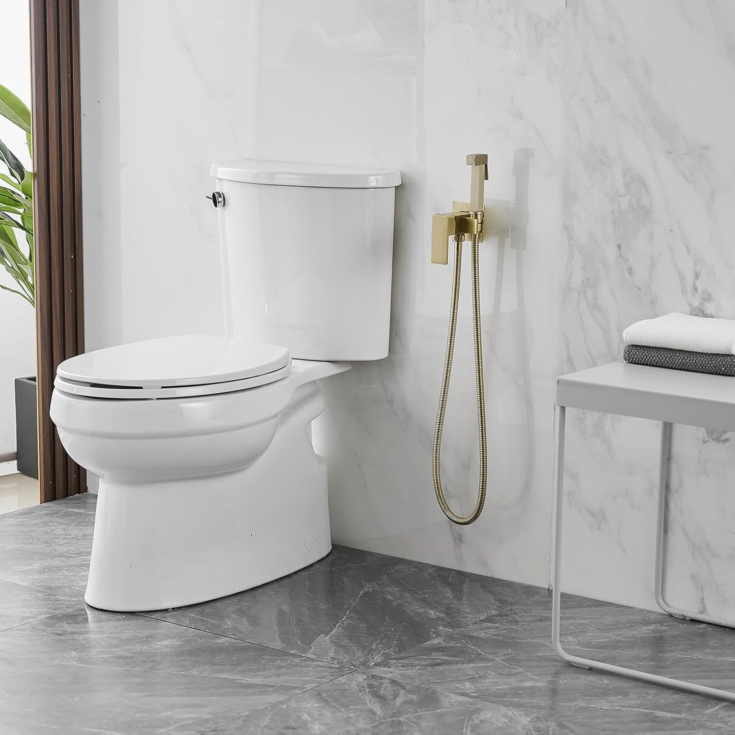 BWE Handheld Toilet Bidet Sprayer with Adjustable Water Pressure for Toilet Hot and Cold Bidet Spray Set Brass Toilets Bidets Wall Mount Cleaning Faucet Jet for Feminine Wash, Matte Black