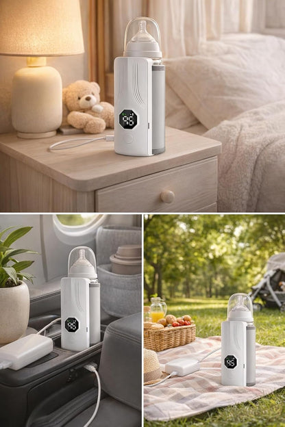 Portable Bottle Warmer for Travel, Fast Heating,Long Battery Life & Large Capacity for Baby Outdoor Travel and Various Bottled Heating