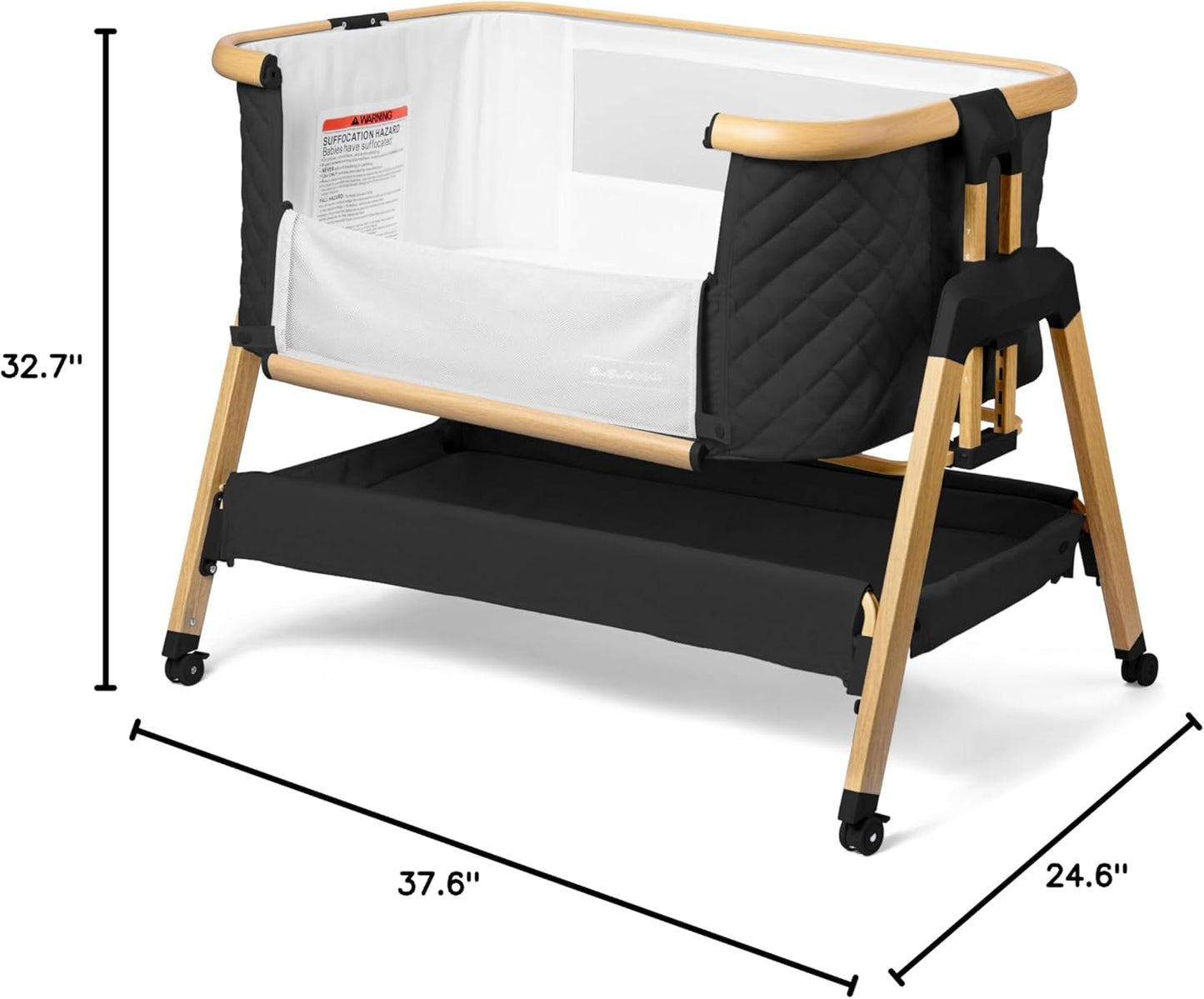 3 In 1 Baby Bassinet with Wheels, Portable Bedside Sleeper for Baby with 7 Adjustable Heights and Foam Mattress, Baby Bedside Crib for Newborns and Infants with Storage Basket, Carry Bag Included