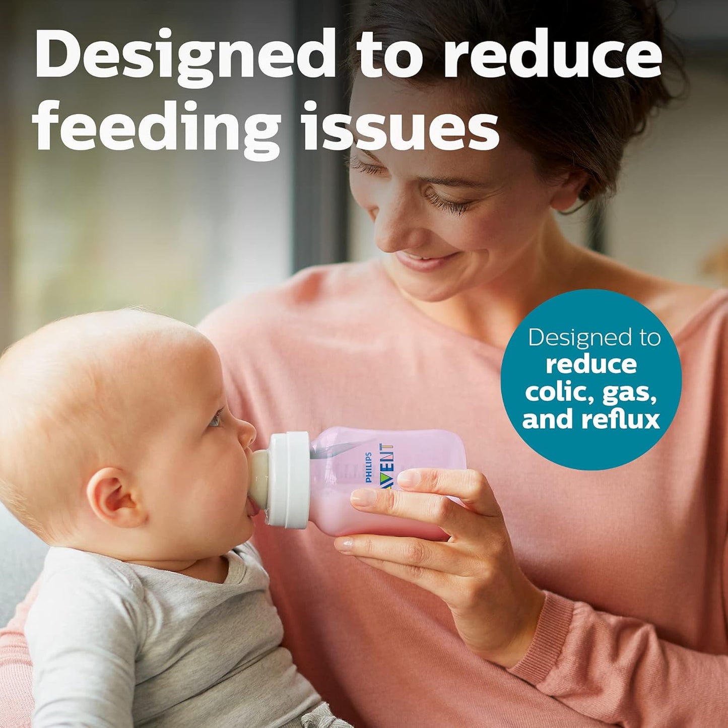 Philips Avent Anti-Colic Bottle with AirFree Vent, 4oz, with Flow 1 Nipples, 0m+, 4pk, Clear, SCY701/04
