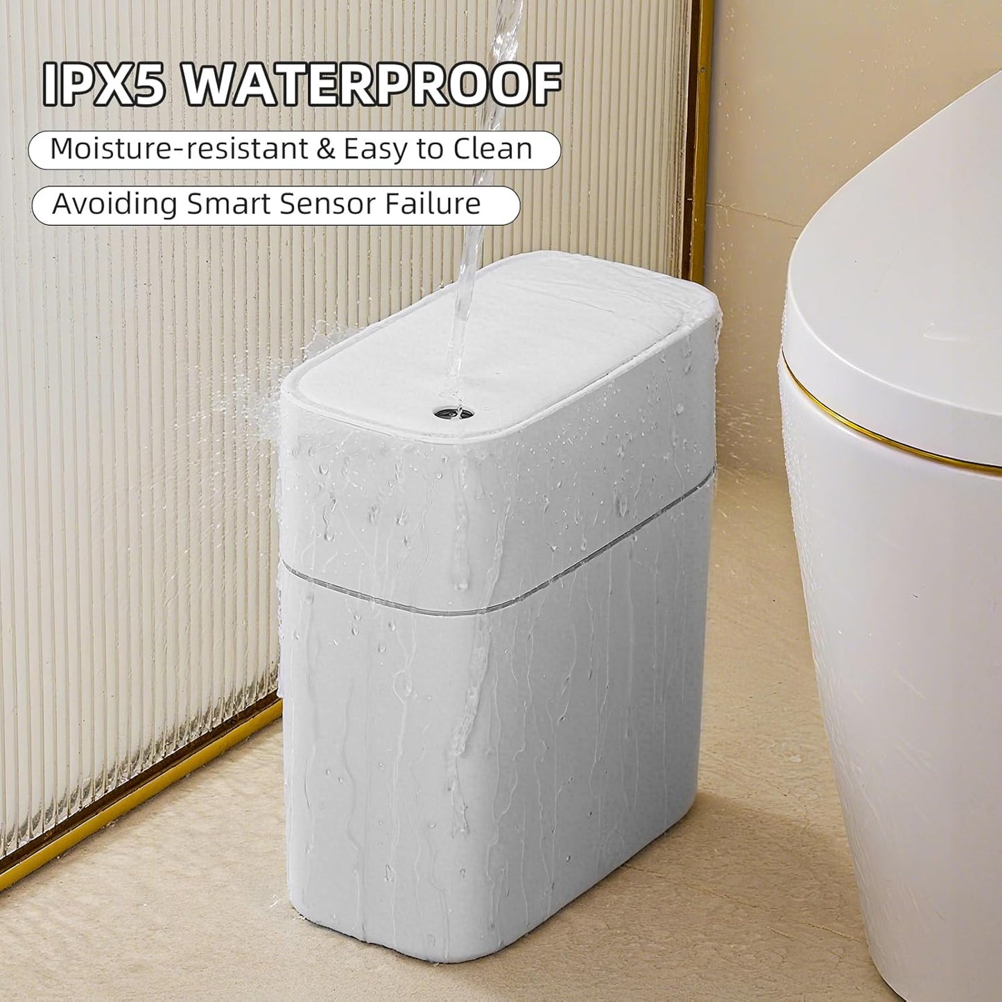 JUDRDO 3.5 Gallon Slim Automatic Trash Can for Bathroom,Touchless Diaper Trash Can with Trash Bag Auto-adsorption Technology,Motion Sensor Diaper Garbage Bins for Bedroom Office Kitchen Toilet