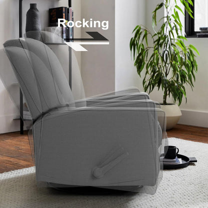 Harkawon Swivel Rocker Recliner Chair, Glider Rocker Recliner, Rocking Chair Nursery, Fabric Chair with High Back, Deep Seat, for Living Room, Bedroom, Beige
