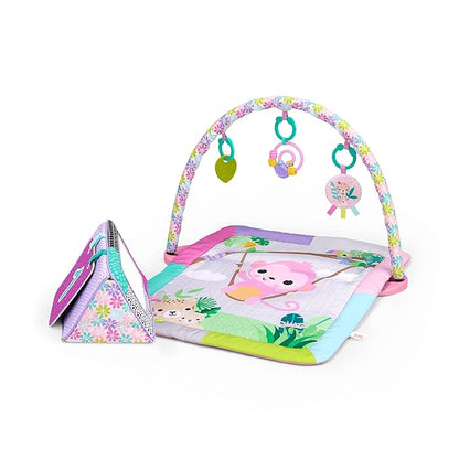 Bright Starts Treetop Bloom Baby Activity Gym & Tummy Time Mat with Toy Bar and 4 Toys, Prop-Up Mirror, Ages Newborn & Up