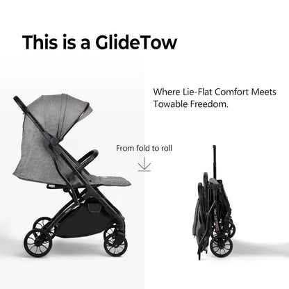 newyoo GlideTow TR18M Compact Travel Stroller for Infant, Lightweight Foldable Baby Stroller with Luggage Handle & Cup Holder, One-Hand Easy Fold, Near Lay Flat Recline Seat, Green