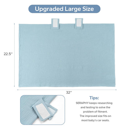 SERAPHY 2-in-1 Muslin Baby Car Seat Cover & Nursing Cover, Soft Lightweight Breastfeeding Cover for Boys and Girls,Breathable Canopy for Infant Carseat & Stroller for Summer—Blueberrie