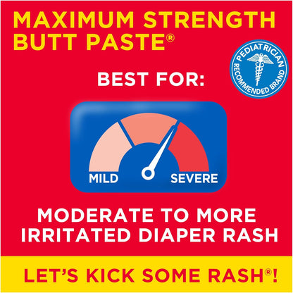 Boudreaux’s Butt Paste Max Strength Diaper Rash Cream for Baby, Ointment With Zinc Oxide, 4 oz Tubes, 3 Pack