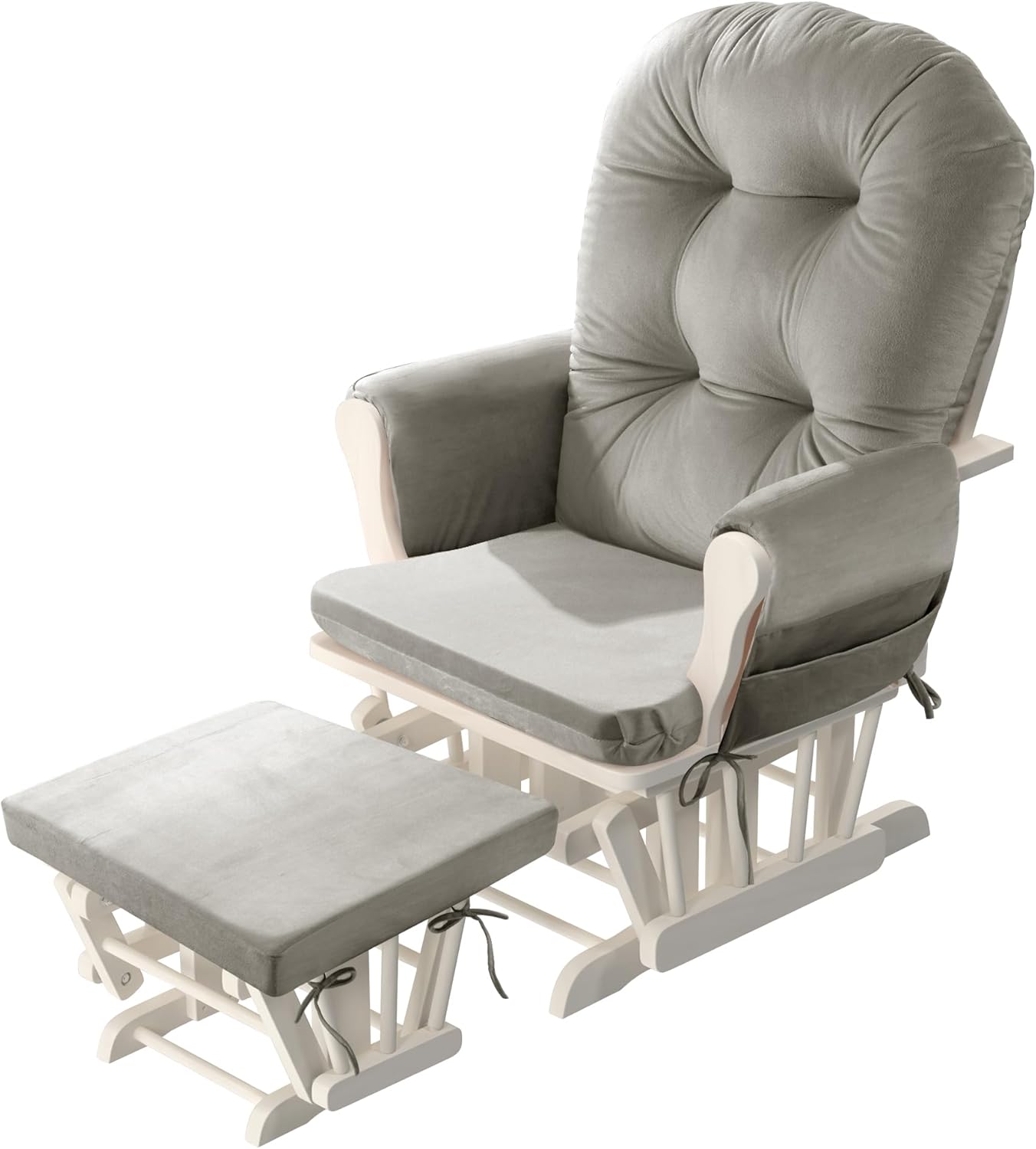 HOMBYS Glider Rocker Replacement Cushions 5 PCS with Storage Side Pocket, Velvet Fabric, Foam & Microfiber Filling, Non-Slip & Washable,Thickened & Supportive for Glider Rocking Chair