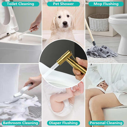 BARROCK Bidet Sprayer for Toilet, Handheld Jet Spray for Existing Toilets with Bidet Hose, Adjustable Water Pressure Muslim Shower, Stainless Steel Cloth Diaper/Feminine Wash Sprayer Brushed Nickel