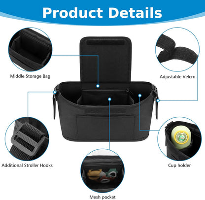 Accmor Universal Stroller Organizer, Stroller Bag Caddy Organizer, Stroller Organizer Accessories for Uppababy, Baby Jogger, Nuna, Doona, Britax Strollers