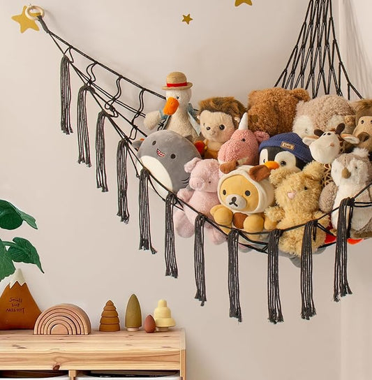 mirolam Stuffed Animal Storage Hammock Net - Toy Hammock Net for Stuffed Animals Corner - Hanging Stuff Animal Organizer Holder Large Organization Boys Room Decor