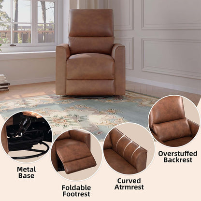 GAOMON Swivel Rocking Recliner Chair, Manual Leather Recliner Glider with Lumbar Support & Padded Armrest, Comfortable Rocker Nursery Single Sofa for Living Room and Bedroom (Cream)