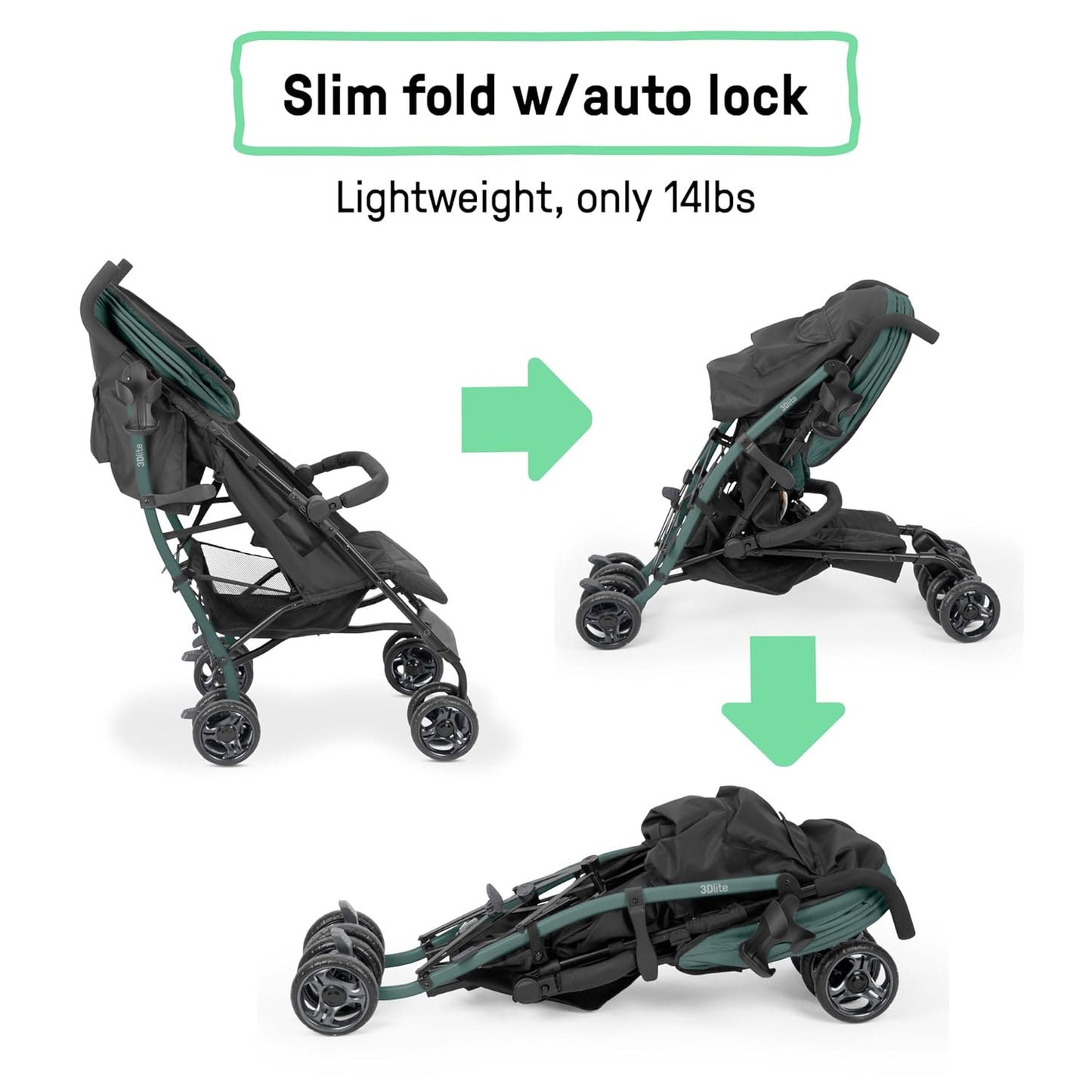 Ingenuity 3Dlite Convenience Stroller, Gray – Lightweight Stroller with Aluminum Frame, Large Seat Area, 4 Position Recline, Extra Large Storage Basket – Infant Stroller for Travel and More