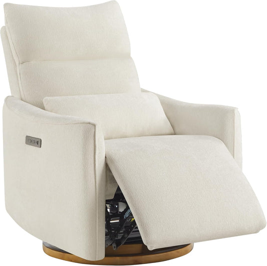 CHITA Swivel Rocker Recliner Chair, Power Nursery Glider Recliner, Nursery Rocking Chair with Adjustable Power Headrest, FSC Certified, Solid Wood Base, Moss Green