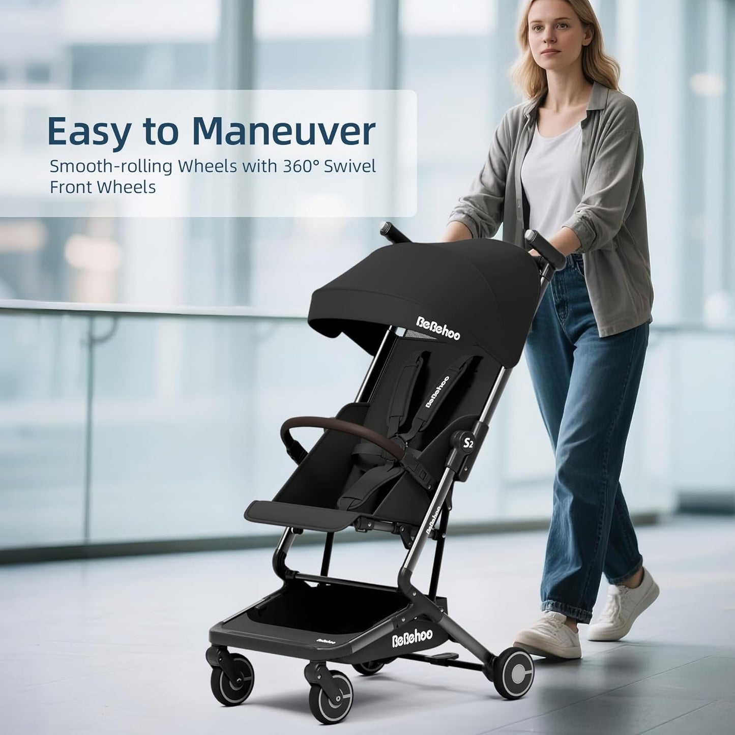 Lightweight Travel Baby Stroller, Foldable Portable Airplane Compact Umbrella Strollers for Toddler 1-3 Years (S1-Black)