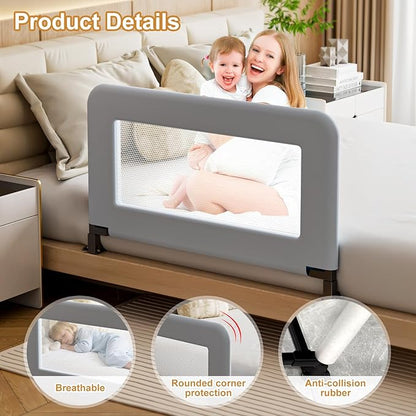 Toddler Bed Guard Rail for Baby - Sturdy Metal Safety Rail for Twin, Crib, Queen, Bunk, Full Side Beds - Kids Guardrail Protector