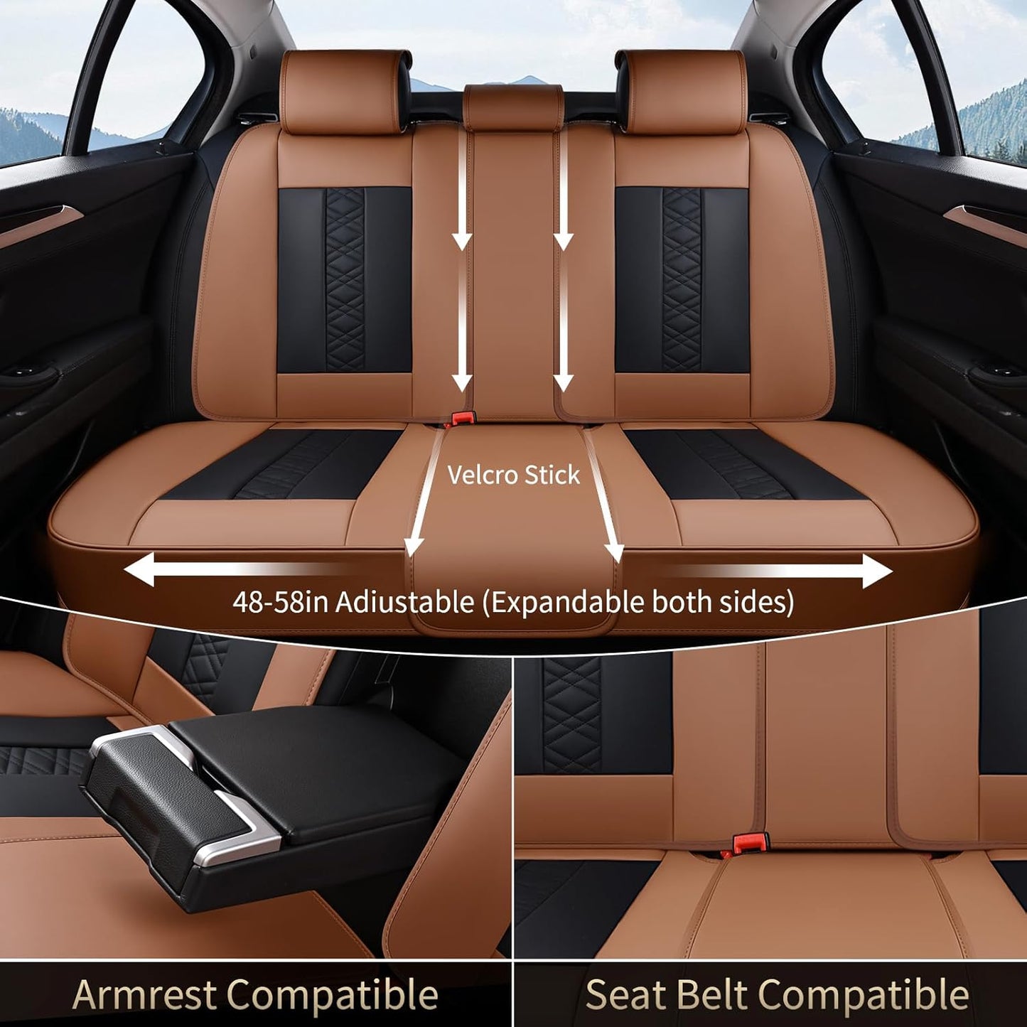 FLORICH Car Seat Covers Full Set, Automotive Seat Covers, Black Car Seat Cover, Waterproof Seat Protectors Universal fit for Car Truck Van SUV - Black