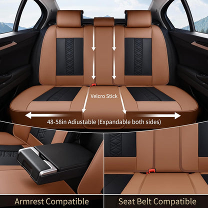FLORICH Car Seat Covers Full Set, Automotive Seat Covers, Black Car Seat Cover, Waterproof Seat Protectors Universal fit for Car Truck Van SUV - Black