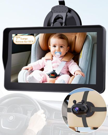 Wkzay Baby Car Camera 2-Pack – HD 1080P, 150° Wide Angle, Night Vision, Adjustable LED Light, Easy Installation, Infant Safety, Rear Seat Monitoring for Car Travel