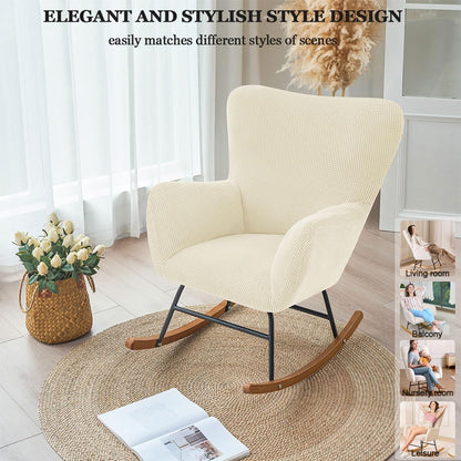Levoberg Nursery Rocking Chair Cover Stretch Rocker Glider Chairs Cover Slipcovers Jacquard Rocking Accent Chair Cover Recliner Armchair Slipcover for Nursery Living Room Bedroom Office Black