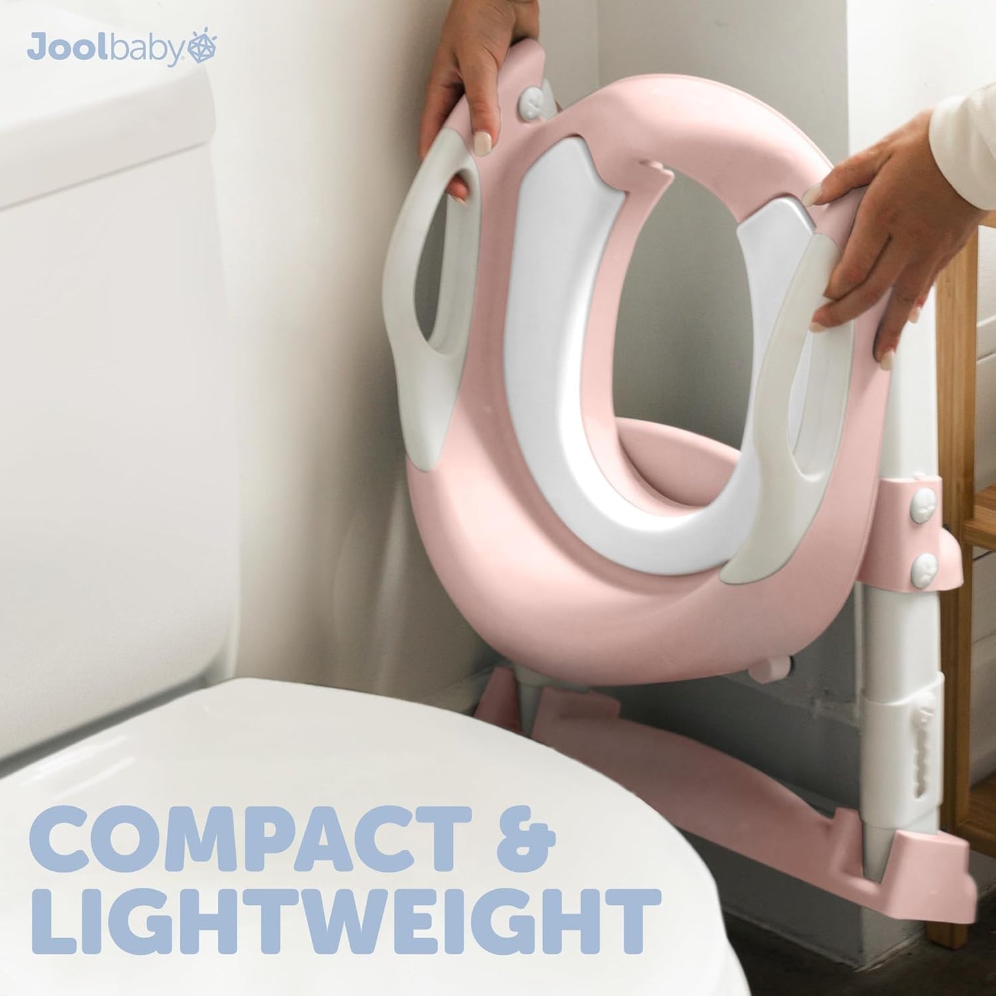 Jool Baby Potty Training Seat with 2 Step Ladder for Toddlers - Splash Guard, Adjustable Height (Gray)