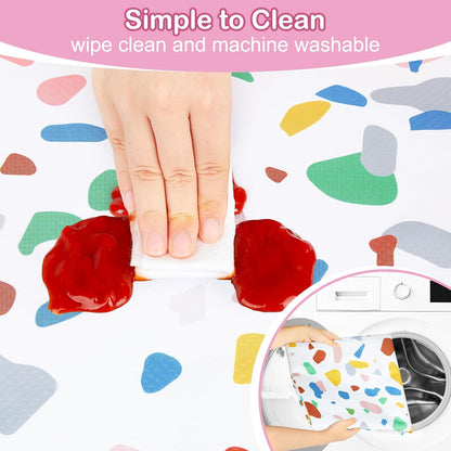 Basumee Splat Mat High Chair Mat Waterproof Baby Play Splat Mat for Under High Chair Food Catcher Highchair Mat for Floor Non Slip Bottom, Pink Rainbow, 46x42 Inches
