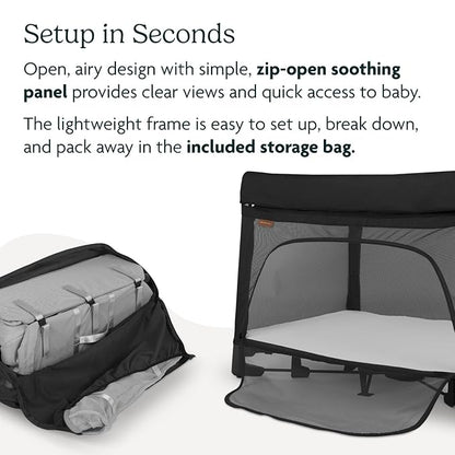 UPPAbaby Remi Playard | Deluxe 3-in-1 Portable Playard, Bedside Bassinet + Travel Crib| Mesh Bassinet, Mattress, Organic Cotton Mattress Cover + Storage Bag Included | Jake (Charcoal)