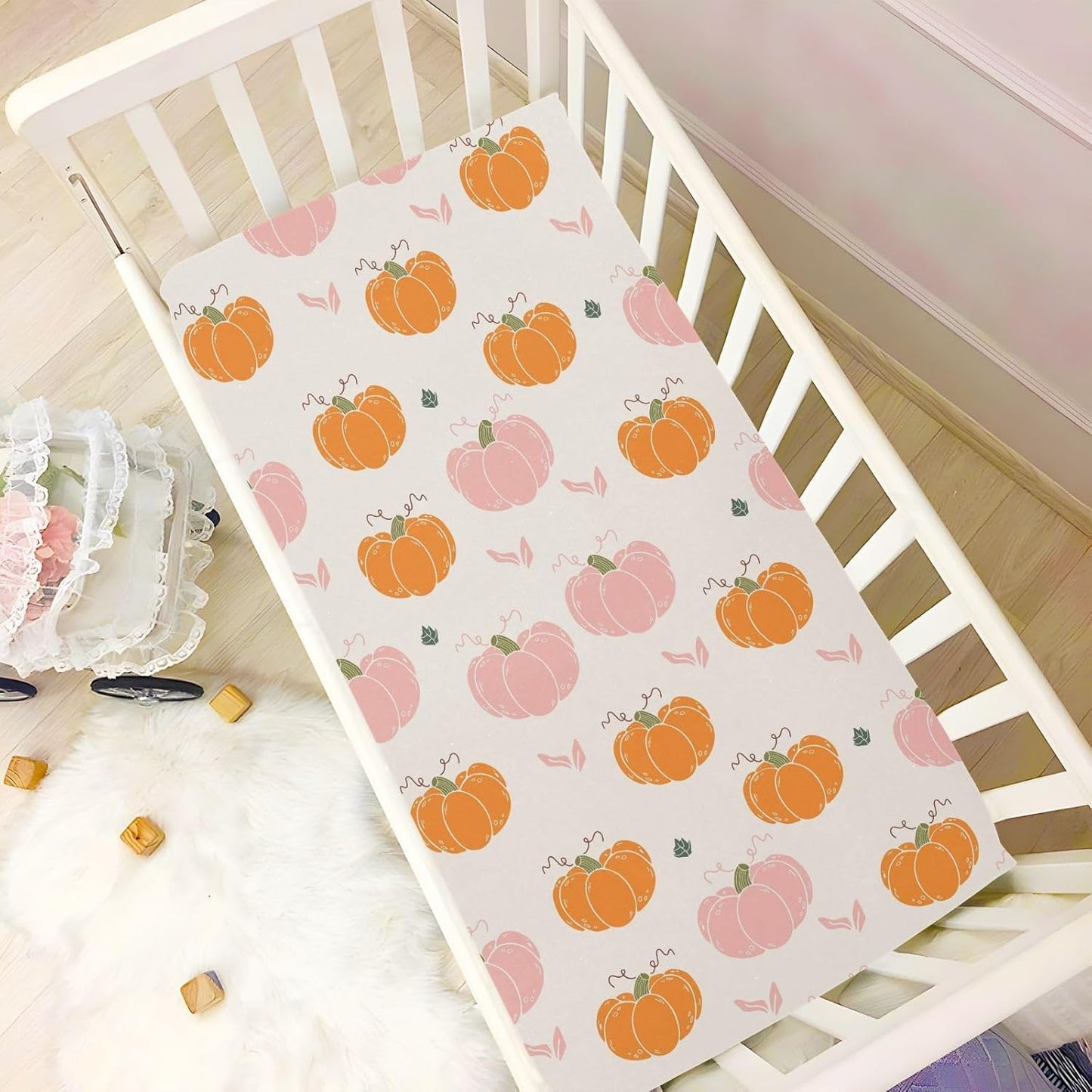 Fitted Crib Sheets Cactus and Floral Stretchy Portable Playard Sheets for Baby Toddler, Breathable Soft Mini Crib Mattress 52 x 28 in for Boys and Girls